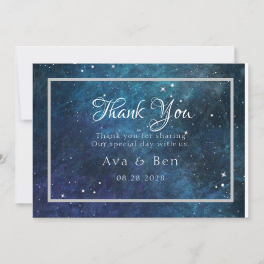 Blue Purple Galaxy Mariage Merci Cartes (Devant)