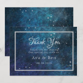 Blue Purple Galaxy Mariage Merci Cartes (Devant / Derrière)