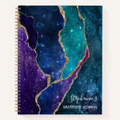 Blue Purple Gold Veines Agate Gratitude Journal (Devant)