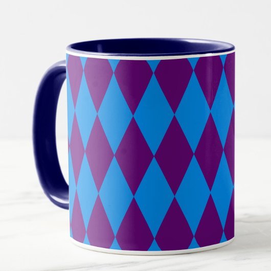 Blue Purple Harlequin Checkered Design  Mok