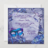 Blue Purple Hydrangea Masquerade Party Invitations (Dos)