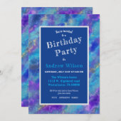 Blue Purple Marble Invitation Kaart (Voorkant / Achterkant)