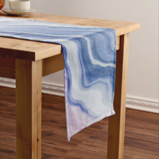 Blue purple marble paint korte tafelloper