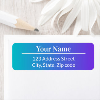 Blue Purple Ombre Modern Simple Name Mail Address Etiket