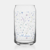 Blue Purple Pretty Wildflower Floral Pattern Blikvorm Glas (Voorkant)