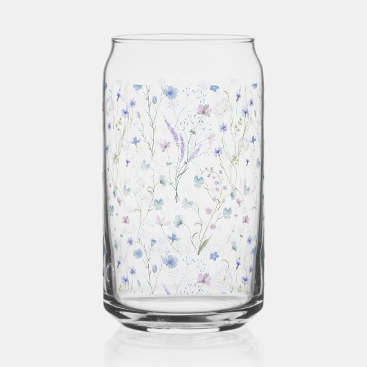 Blue Purple Pretty Wildflower Floral Pattern Blikvorm Glas (Achterkant)