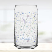 Blue Purple Pretty Wildflower Floral Pattern Blikvorm Glas