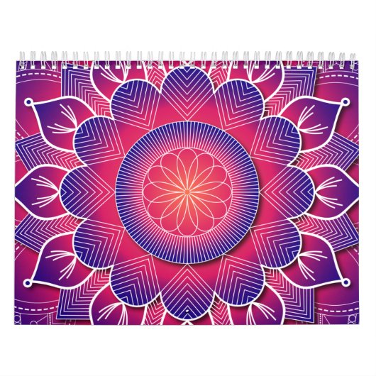 Blue Purple Traditional Mandala Design Kalender (Hoes)