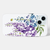 Blue Purple Wisteria Floral Bee iPhone / coque ipa (Verso (horizontal))