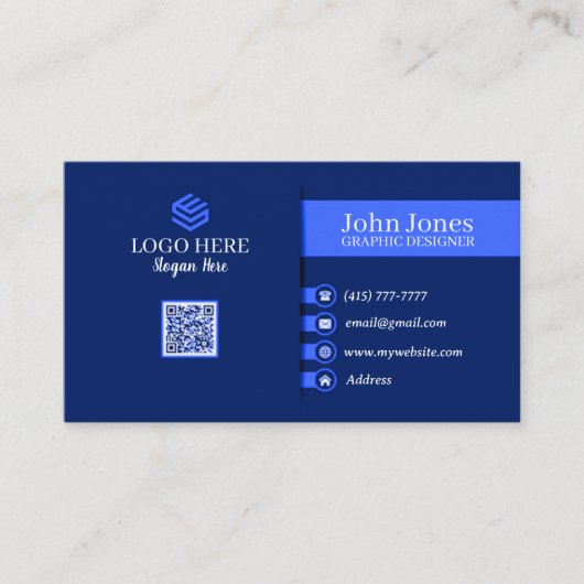 Blue QR Code Cartes de visite 21 Pack de 100 (Devant)