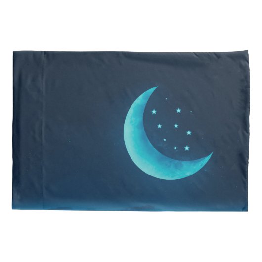 Blue Quarter Moon en Mountains | Proefcase Kussensloop (Achterkant-Links)