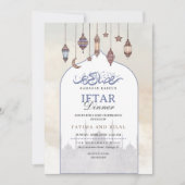 Blue Quarter Moon Iftar Dîner Ramadan Invitation (Devant)