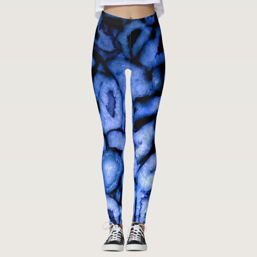 Blue Quartz Agate Geodes Leggings (Voorkant)