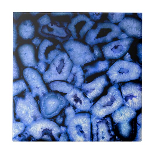 Blue Quartz Agate Geodes Tegeltje (Voorkant)