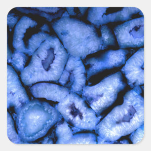 Blue Quartz Agate Geodes Vierkante Sticker