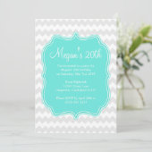 Blue Quatrefoil Chevron Invitation d'anniversaire (Debout devant)