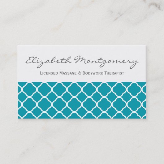 Blue Quatrefoil Moderne Rendez-vous Business Crd (Devant)