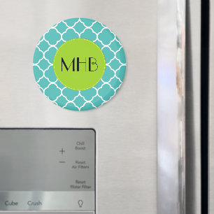 Blue Quatrefoil, Moroccan Trellis, Monogram Magneet