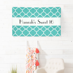 Blue Quatrefoil, Moroccan Trellis, Sweet 16 Spandoek