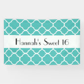 Blue Quatrefoil, Moroccan Trellis, Sweet 16 Spandoek (Horizontaal)