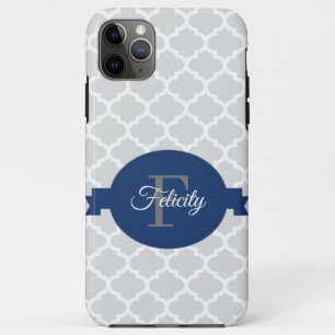 Blue Quatrefoil op maat gemaakt iPhone 11 Pro Max Hoesje