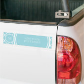 Blue Quatrefoil Pattern, Uw Monogram Bumpersticker (Op Truck)