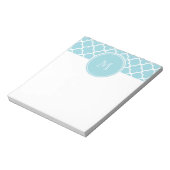 Blue Quatrefoil Pattern, Uw Monogram Notitieblok (Gedraaid)
