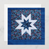 blue quilt star - uitnodiging (Voorkant / Achterkant)