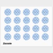 Blue Quilted Diamond Pattern Ronde Sticker (Vel)
