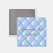 Blue Quilted Diamond Save the Date Magneet (Voorkant / Achterkant)