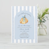 Blue Quirky Pumpkin Boy Baby shower Kaart (Staand voorkant)