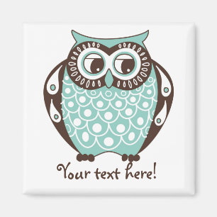 Blue Quirky Tawny Owl  Magnet Magneet