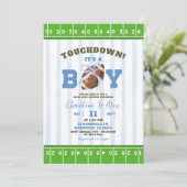 Blue Quirky Touchdown Boy Baby shower Kaart (Staand voorkant)