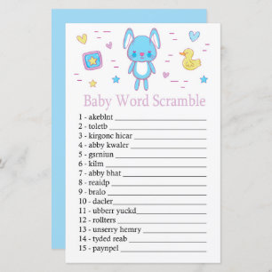 Blue Rabbit Baby word scramble game