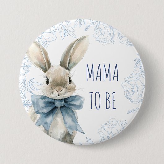 Blue Rabbit Mom wordt Baby shower Ronde Button 7,6 Cm (Voorkant)
