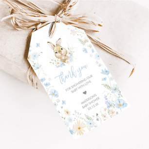 Blue Rabbit Somebunny Baby shower Favoriet Tags Cadeaulabel