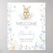 Blue Rabbit Somebunny Baby shower Welkom Poster (Voorkant)