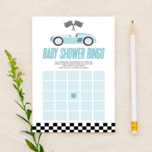 Blue Race Auto Bingo Baby shower Spel