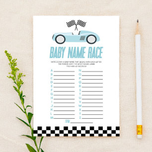 Blue Race Auto Naam Race Baby shower spel