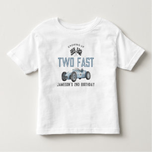 Blue Race Auto Twee Snelle Verjaardagsjongen Shirt