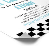 Blue Race Auto Verjaardag Party Time Capsule Sign Poster (Hoek)