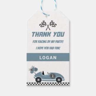 Blue Race Auto Verjaardagsfeest Dank u Cadeau Labe Cadeaulabel