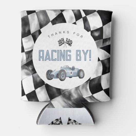 Blue Race Auto Verjaardagsfeestje Koelbox Favor Blikjeskoeler (Voorkant)