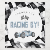 Blue Race Car Anniversaire Fête Vin Étiquette (Étiquettes simples)