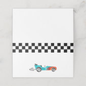 Blue Race Car Boy Birthday Party (Buitenkant ongevouwen)