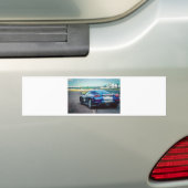 Blue Race Car Bumpersticker (Op auto)