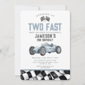 Blue Race Car Deux Fast 2nd Birthday Invitation (Devant)