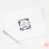 Blue Race Car Fast Een 1e verjaardagsfeestje Vierkante Sticker (Envelop)