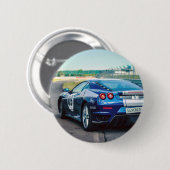 Blue Race Car Ronde Button 5,7 Cm (Voorkant /achterkant)