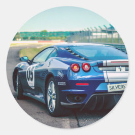Blue Race Car Ronde Sticker